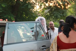 bride arriving at church